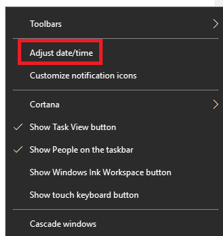 adjust date and time