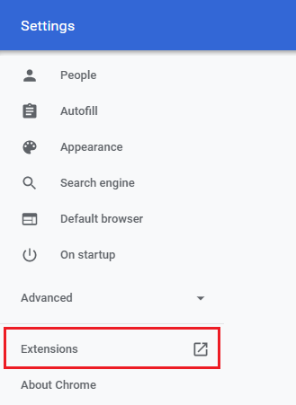 extensions tab