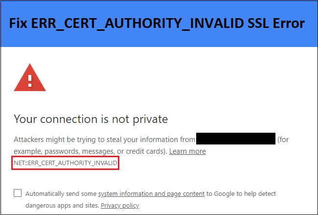 Fix ERR_CERT_AUTHORITY_INVALID ERROR