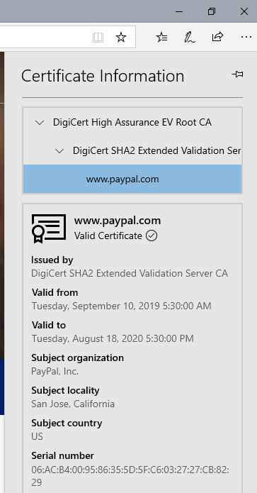 ssl certificate expiration date in microsoft edge